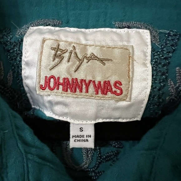 Johnny Was NWOT Merrick Embroidered Button Down Shirt Gauze Tunic Teal Green - Picture 3 of 8
